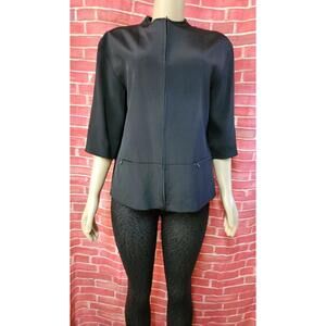 Due Per Due Collection Women Silk blend Black Jacket 12 3/4 Sleeve ZIPPERED #W4